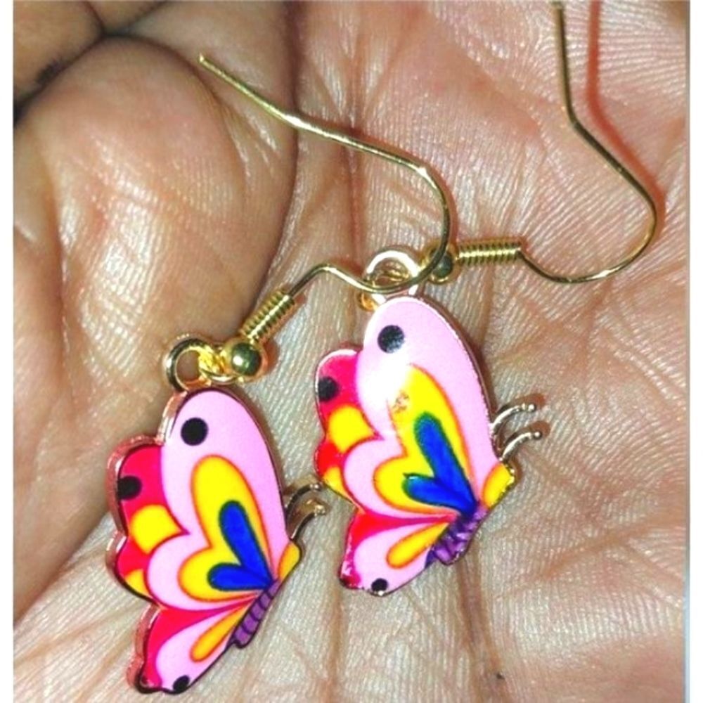 Pink Super cute Butterfly Wings Earrings